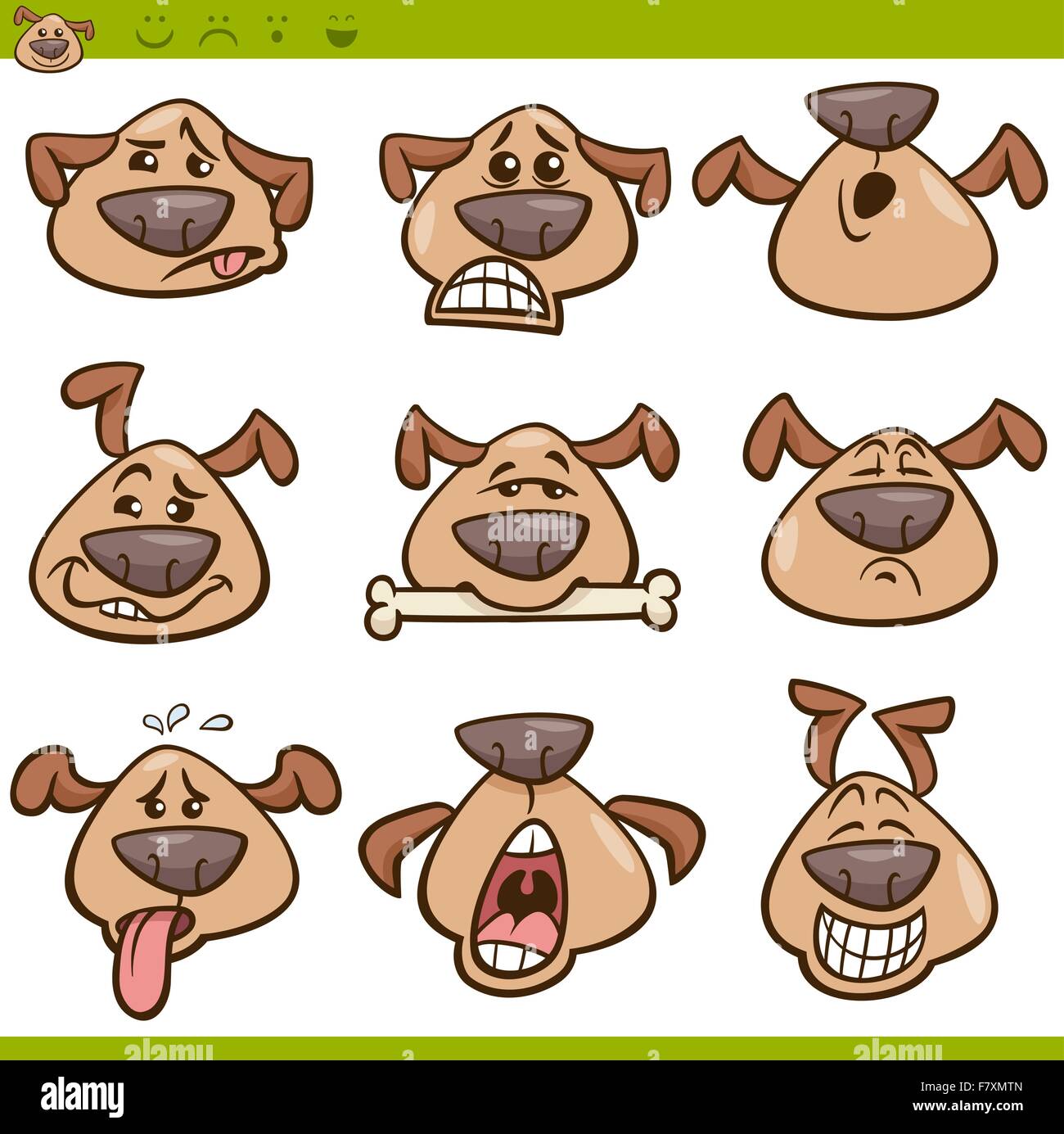 Hund-Emoticons cartoon Illustration Satz Stock Vektor