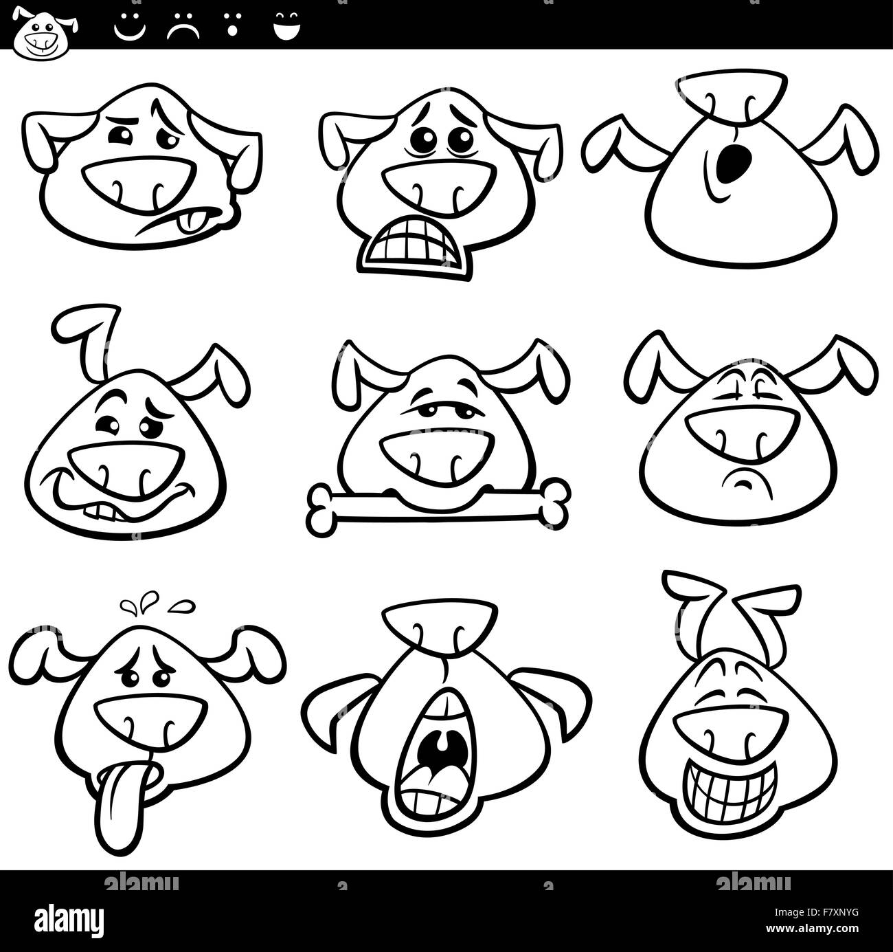 Hund-Emoticons cartoon Malvorlagen Stock Vektor