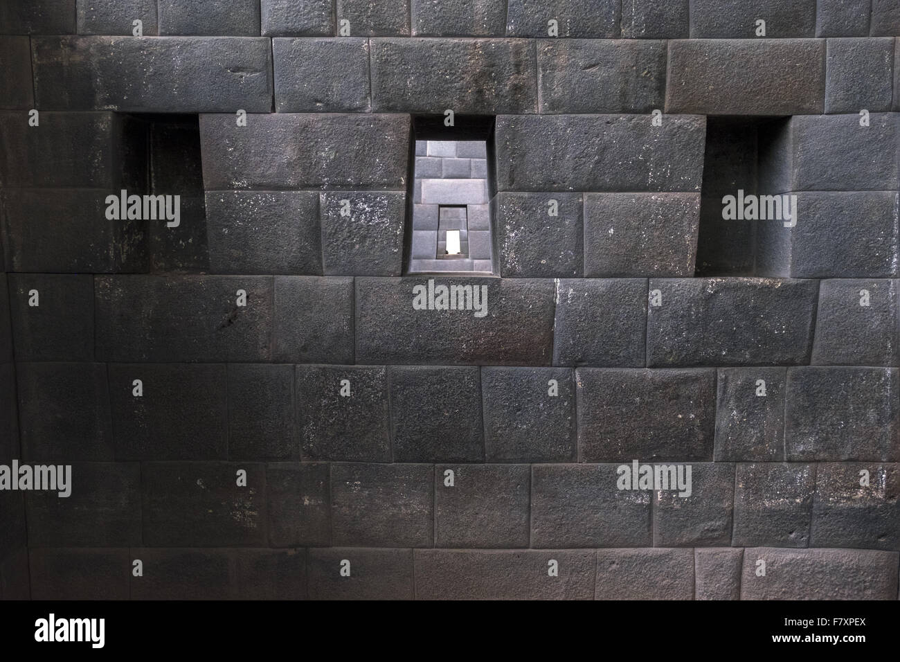 Architektonische Details von Gebäuden, die Inka Tempel Coricancha angehören Stockfoto