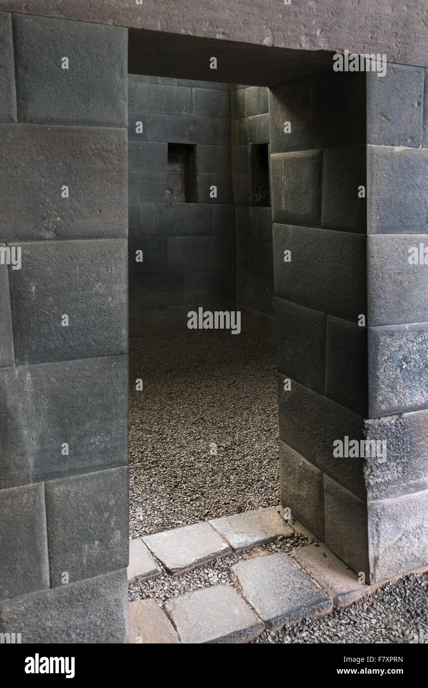 Architektonische Details von Gebäuden, die Inka Tempel Coricancha angehören Stockfoto