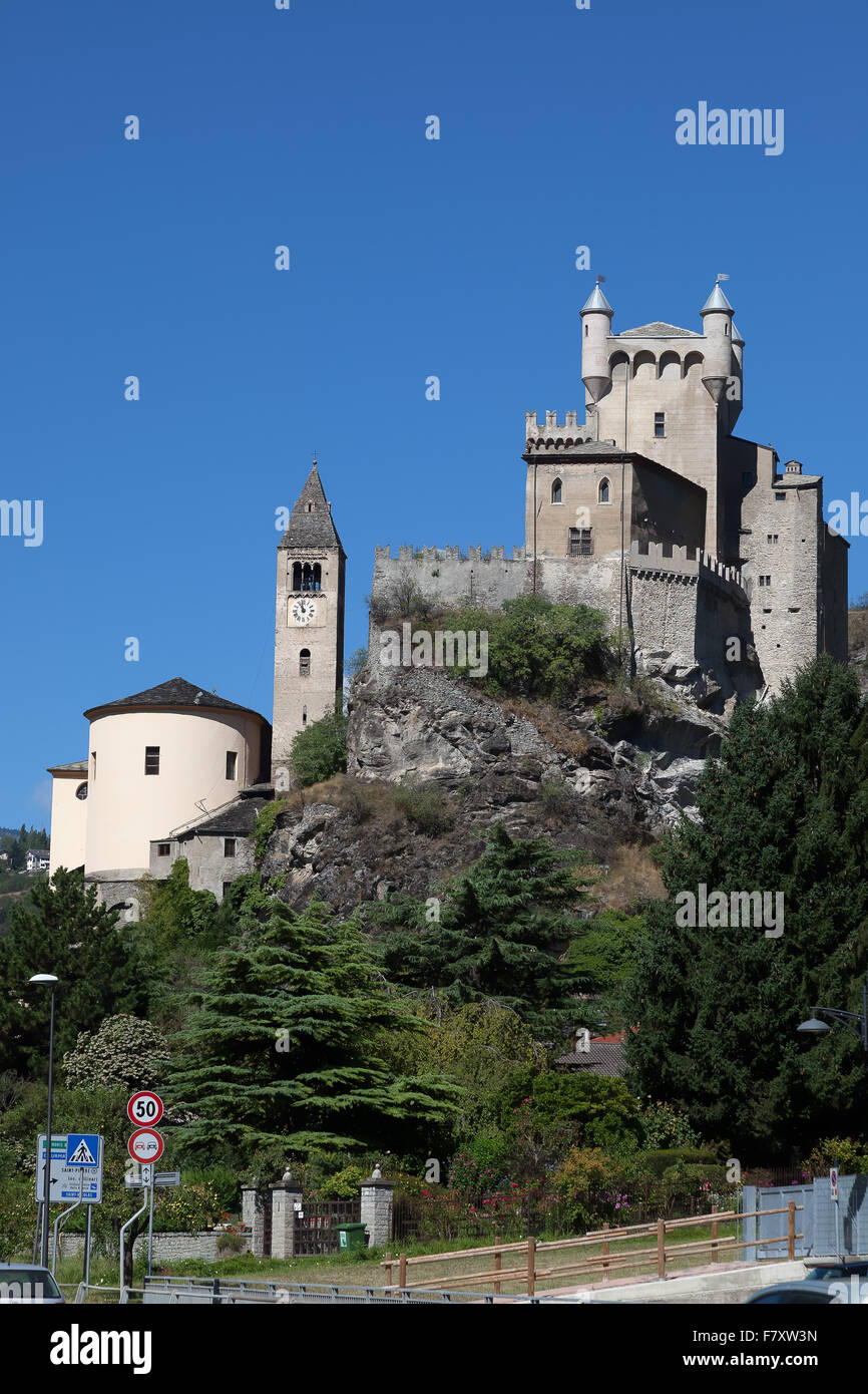 Schloss Saint-Pierre, Aostatal, Italien. Stockfoto