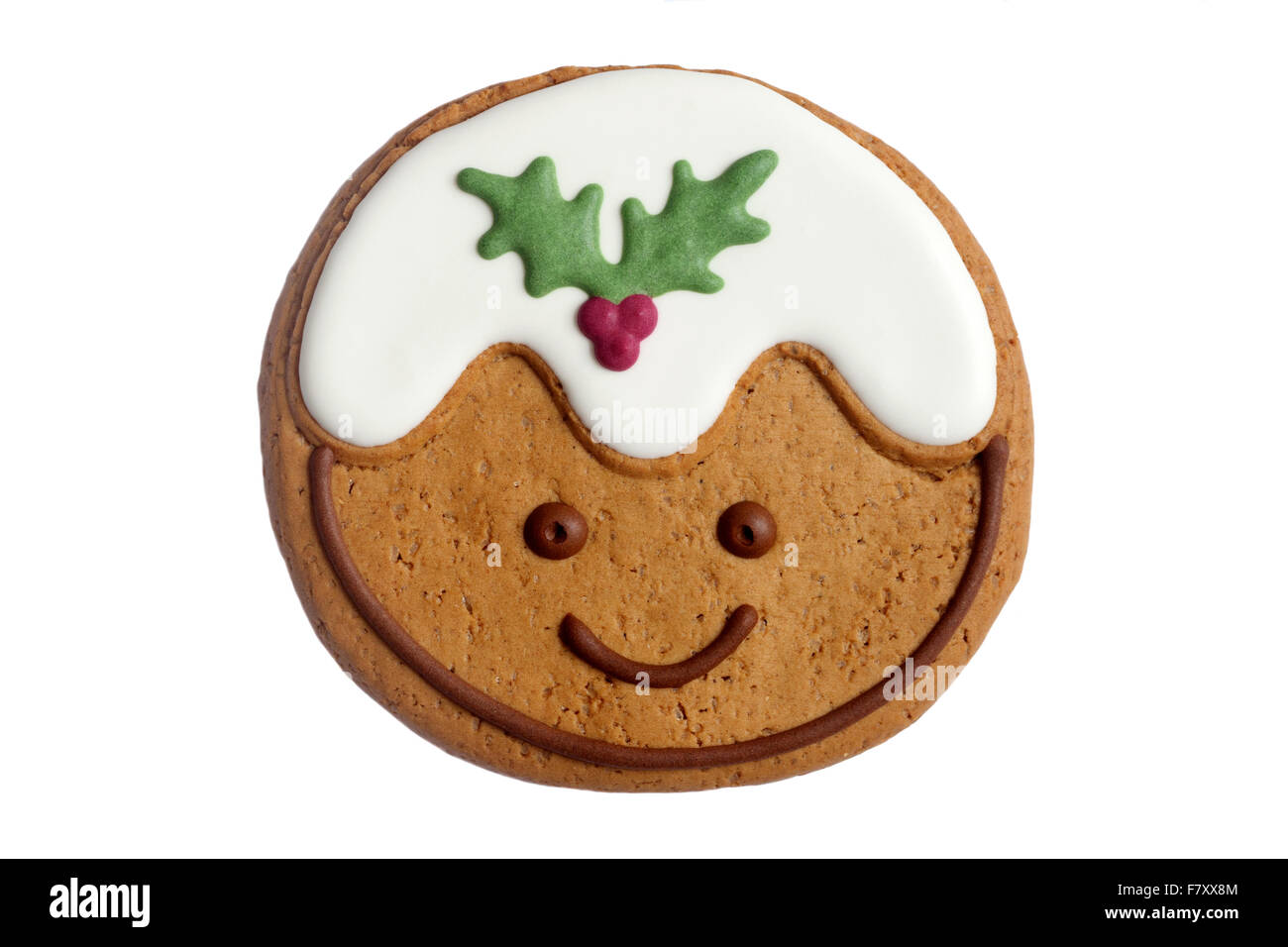 festliche Design Eistee Weihnachten Lebkuchen Keks auf weißem Hintergrund ausschneiden Stockfoto