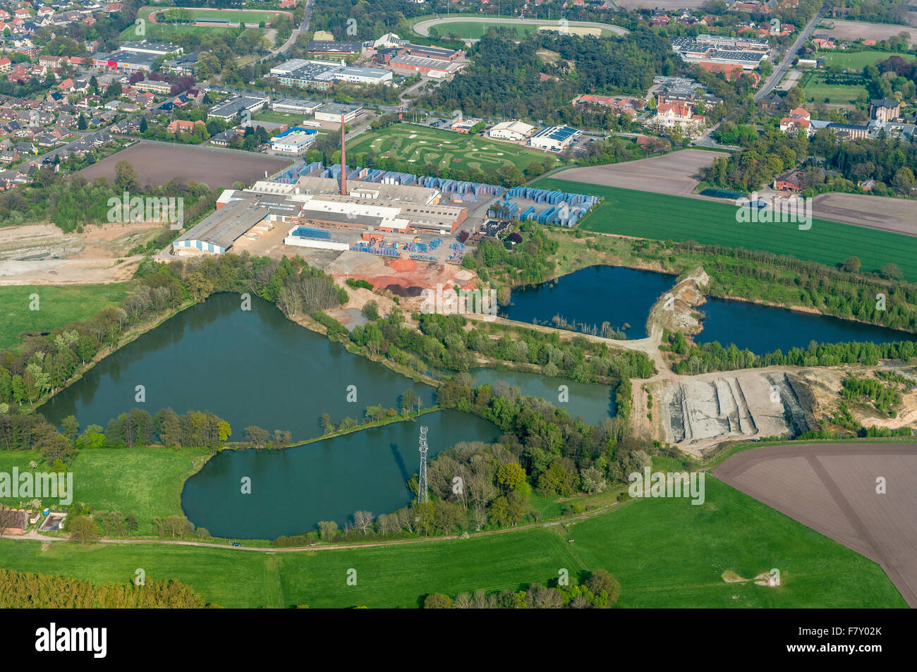 Industriegebiet Vechta von oben, Landkreis Vechta, Niedersachsen, Deutschland Stockfoto