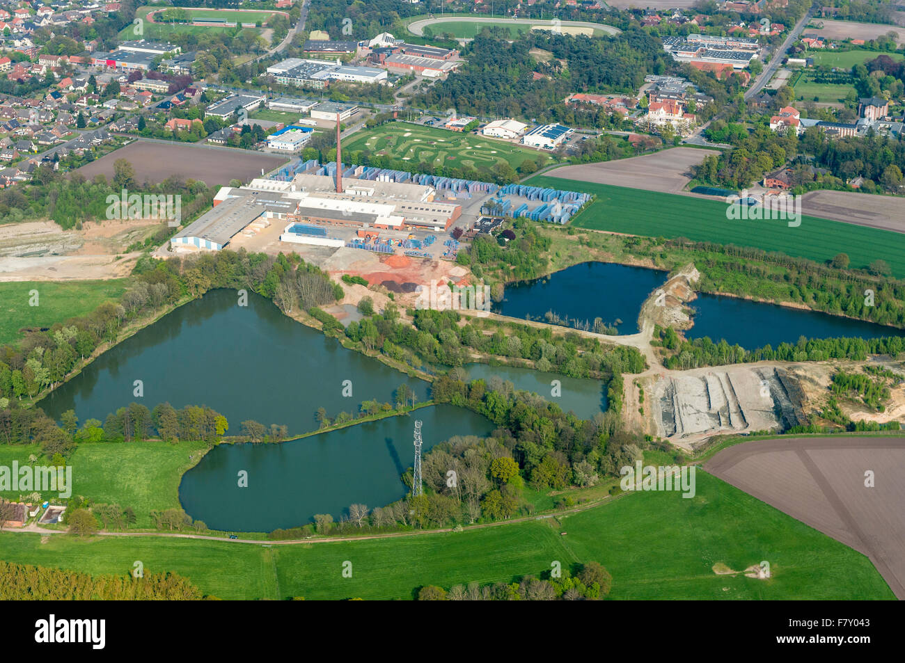 Industriegebiet Vechta von oben, Landkreis Vechta, Niedersachsen, Deutschland Stockfoto