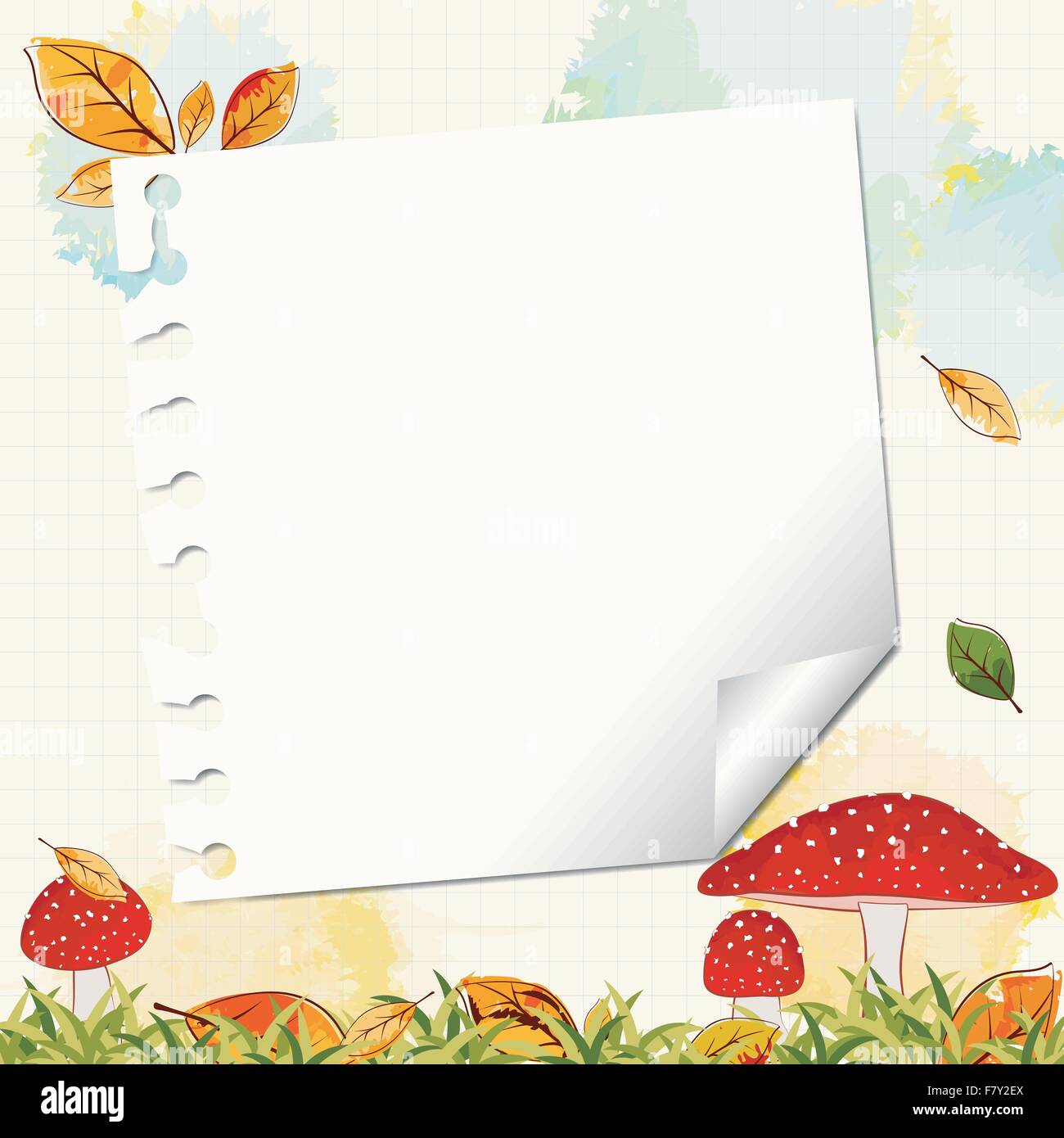 Bunte Herbst-Hintergrund mit Briefpapier Stock Vektor