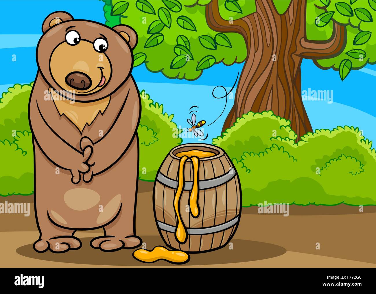 Bär mit Honig Cartoon illustration Alamy