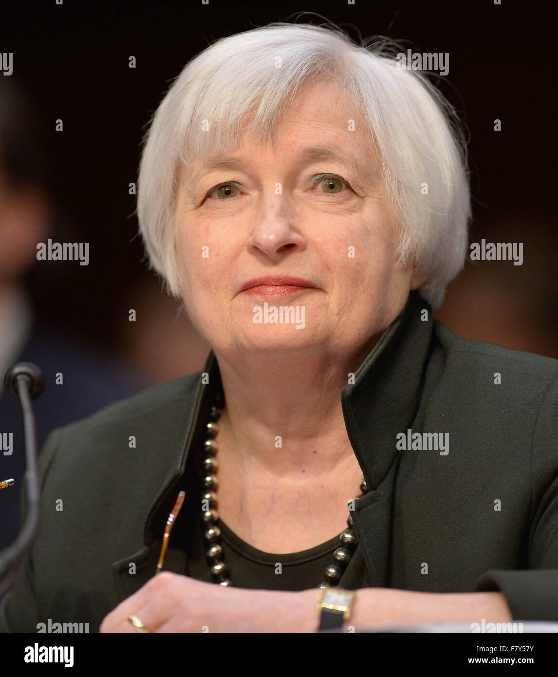 Washington, DC, USA. 3. Dezember 2015. US-Notenbank Vorsitzende Janet Yellen bezeugt vor the Joint Economic Committee des US-Kongresses auf "The Economic Outlook", auf dem Capitol Hill in Washington, DC, USA, 3. Dezember 2015. Yellen am Donnerstag gab eine optimistische Einschätzung der US-Wirtschaft vor dem Gesetzgeber, signalisiert eine Zinssatz Wanderung wahrscheinlich im Dezember. Bildnachweis: Bao Dandan/Xinhua/Alamy Live-Nachrichten Stockfoto