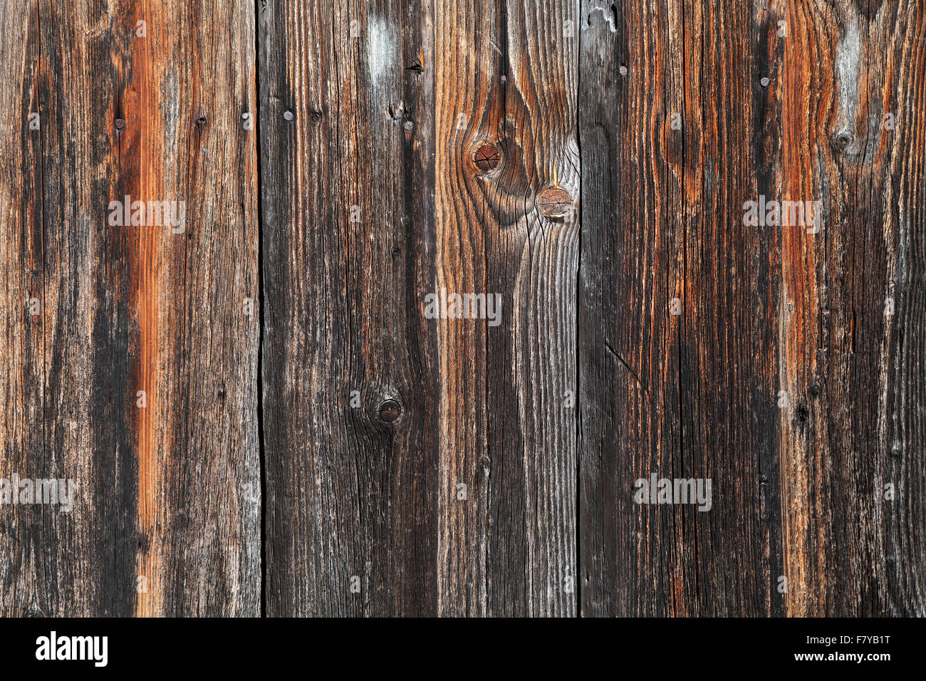 Alte Holzbretter an einer Scheune Wand, Allgäu, Bayern, Deutschland Stockfoto