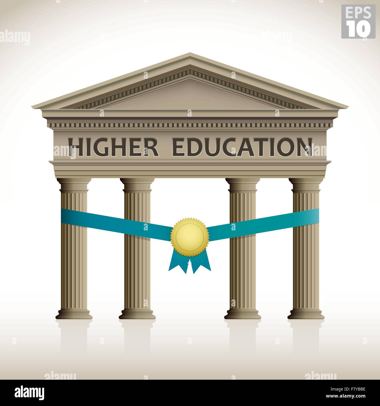 Higher Education römisches Gebäude Einweihung oder Stipendium enthält Spalten, Band und Medaille Stock Vektor