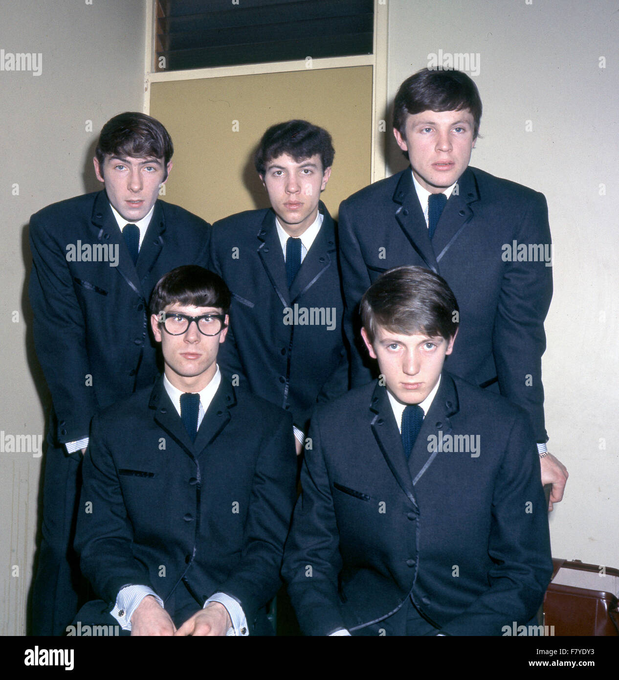 DIE MOJOS UK-pop-Gruppe im Jahre 1963. Von links: Nick Crouch, Keith Karlson, John Konrad, Stu James Terry O'Tool Stockfoto