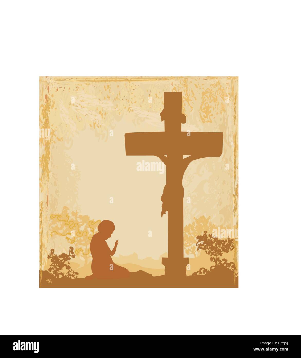 Gebete des Kreuzes, Grunge Hintergrund Stock Vektor