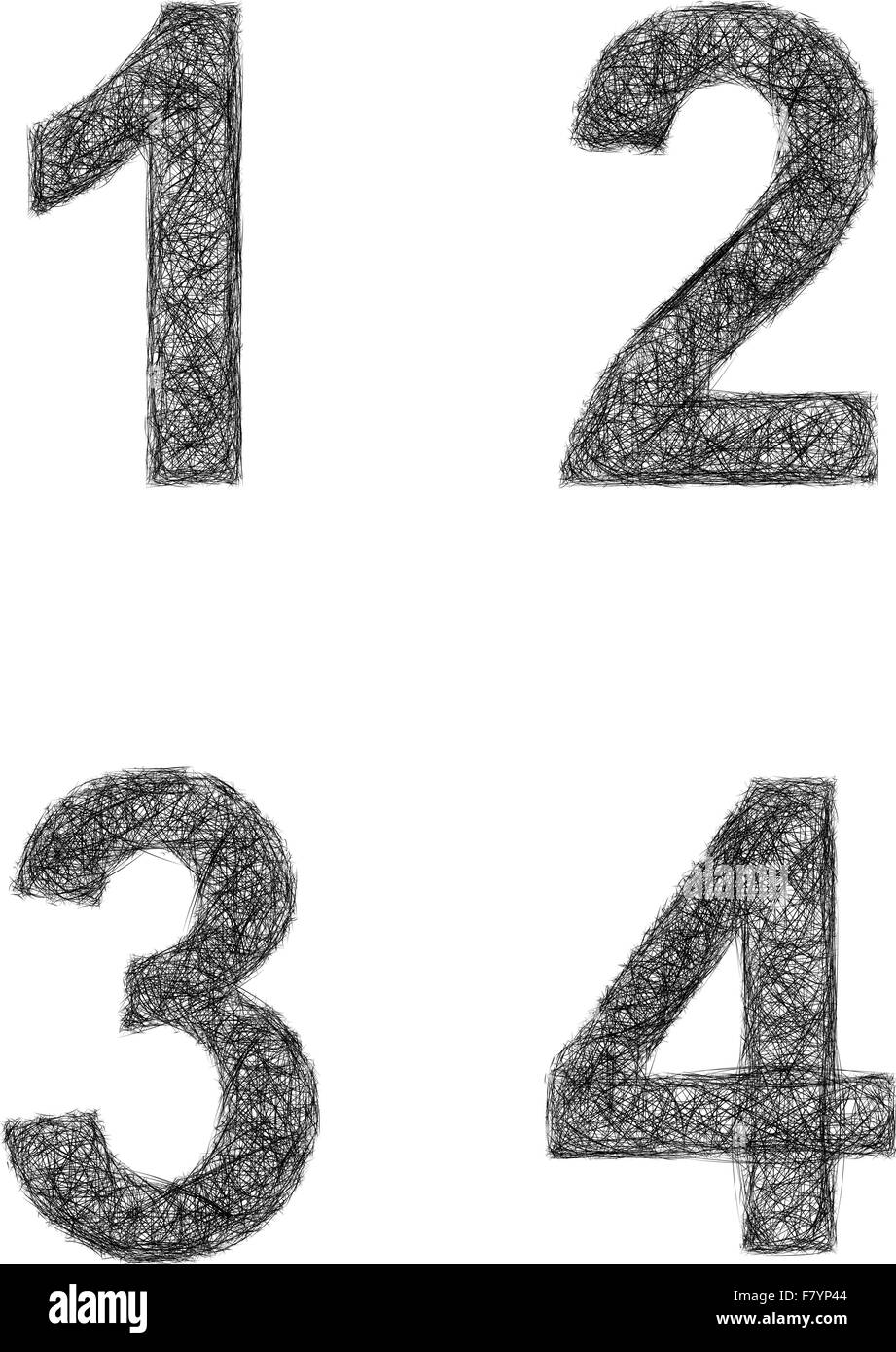 Kunst-Schriftsatz - Linie Zahlen 1, 2, 3, 4 Stock Vektor