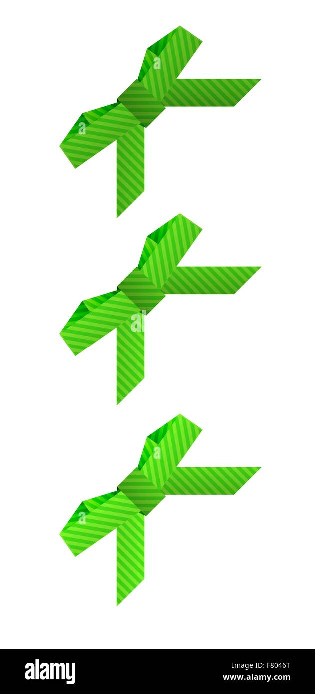 drei verschiedene grüne gestrichelte Bögen auf weißem Hintergrund Stock Vektor
