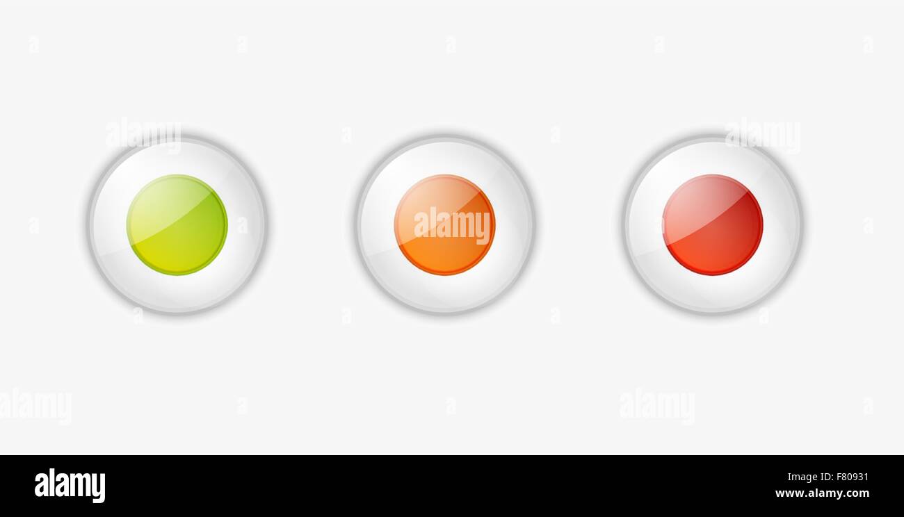 leichte Knöpfe mit grün, orange und rot Stock Vektor