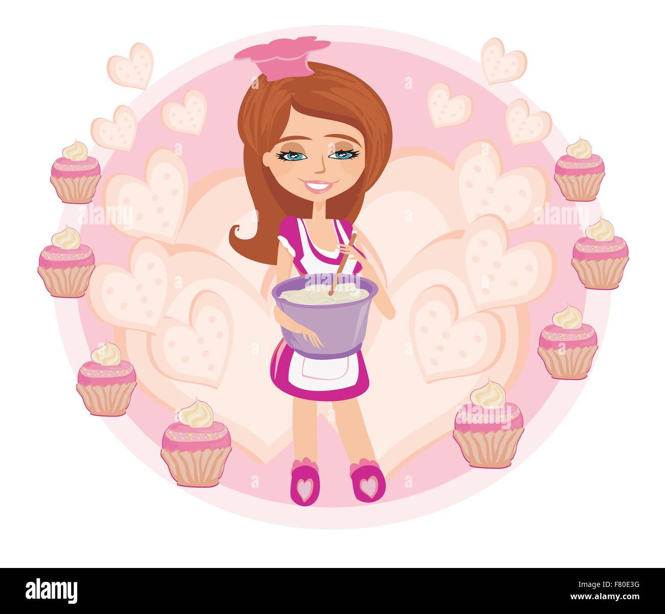 Retro-Küche Mädchen Stock Vektor