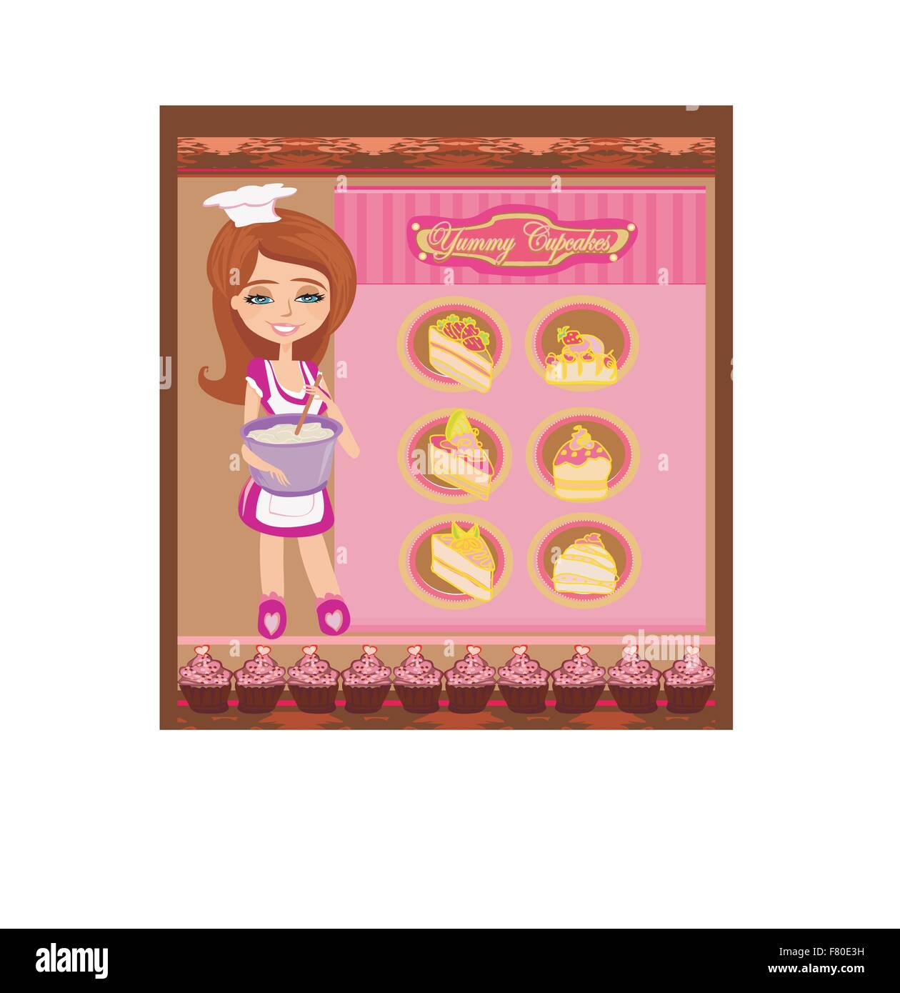 Retro-Küche Mädchen Stock Vektor