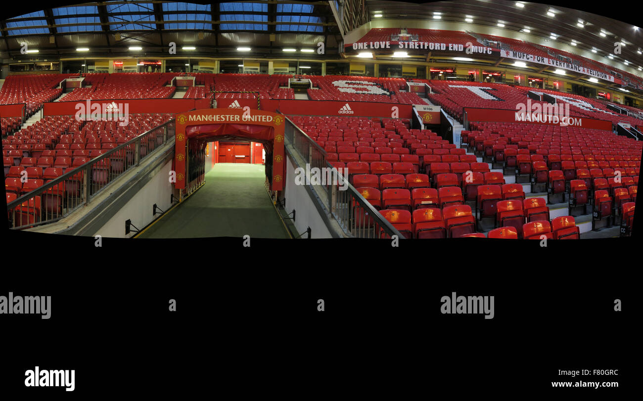 Old Trafford, Manchester United-Spieler Tunnel-panorama Stockfoto