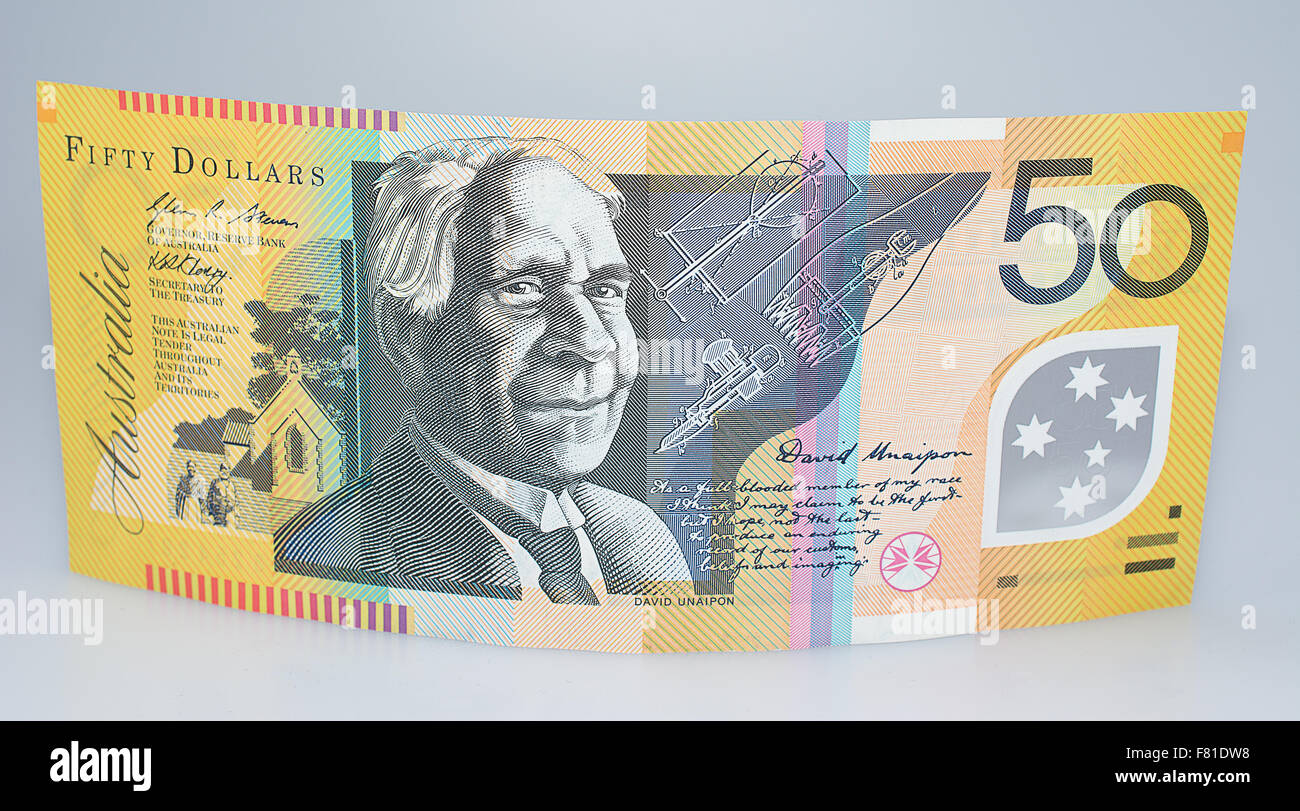 Fünfzig-Dollar-australische Banknoten Stockfoto