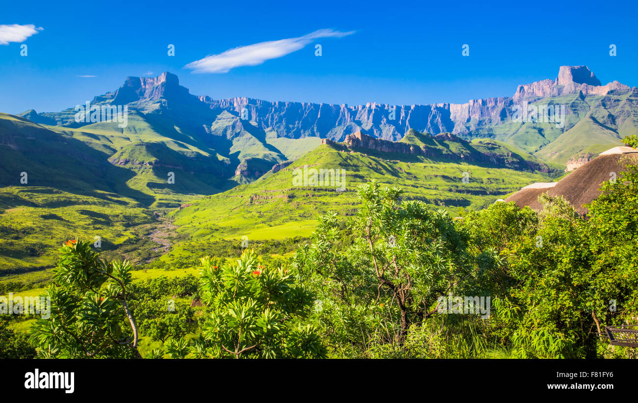 Panoramablick von der Drakensberg Nationalpark in Kwazulu Natal Stockfoto