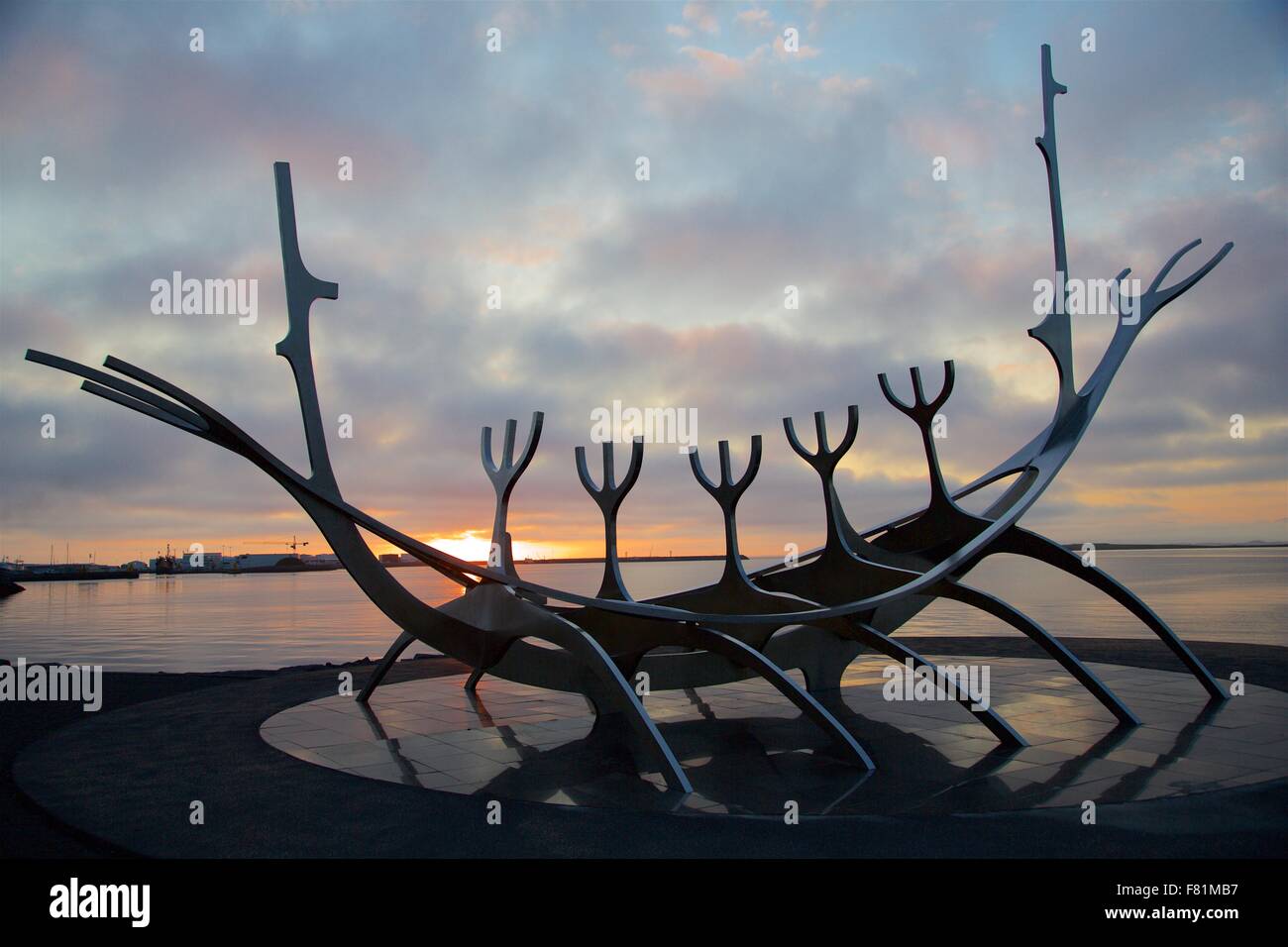 Die Sun Voyager-Skulptur, Kunst im öffentlichen Raum in Reykjavik, Island Stockfoto