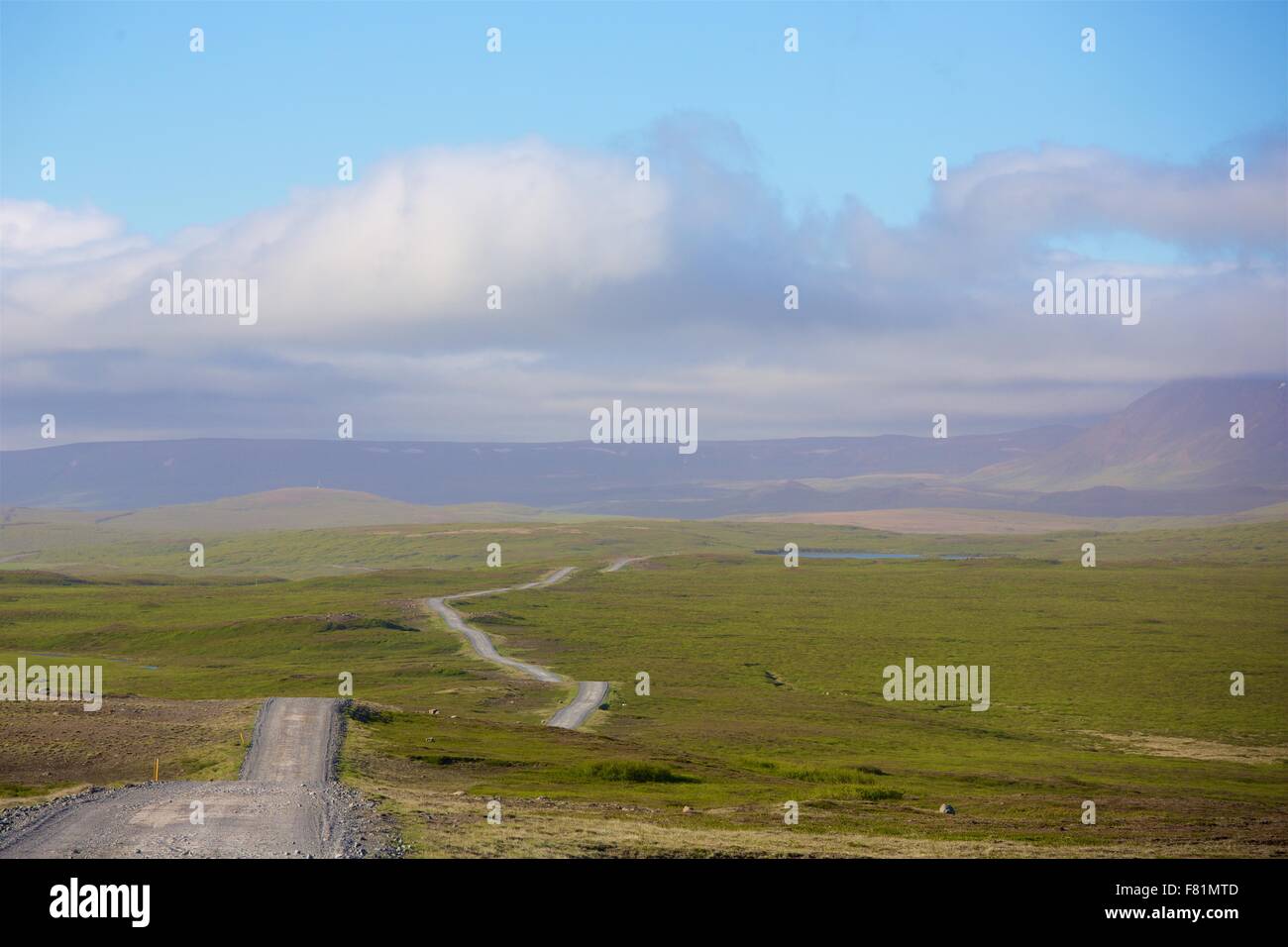 Lange, öffnen, leere Straßen in Island. Der perfekte Ort für einen Roadtrip. Stockfoto