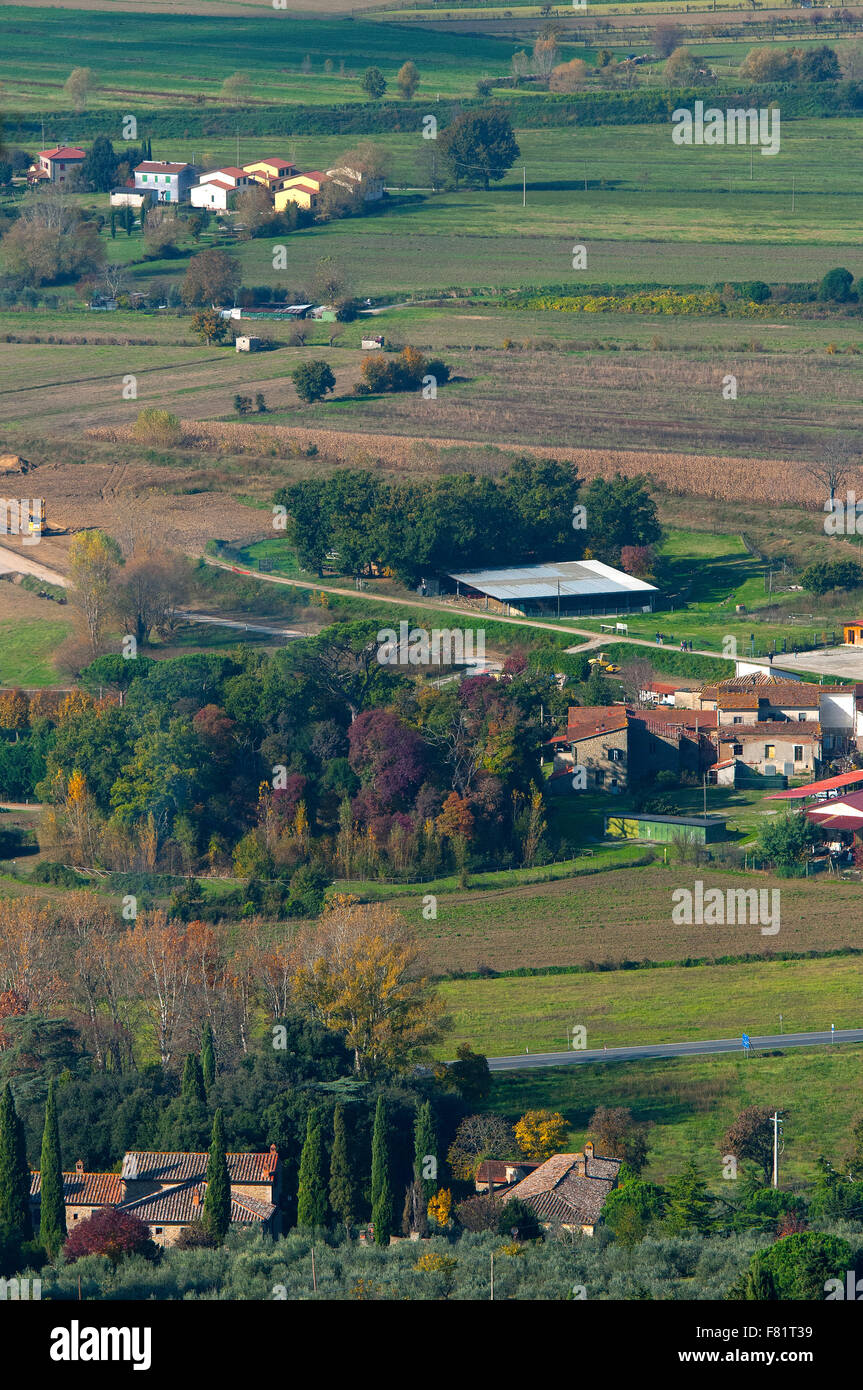 Ansicht der archäologische Park von Sodo, Cortona, Toskana, Italien Stockfoto