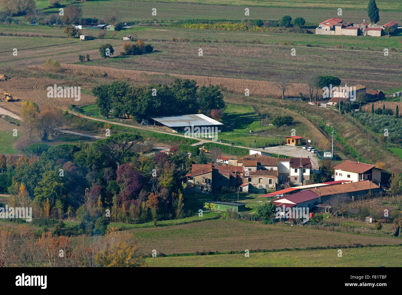 Ansicht der archäologische Park von Sodo, Cortona, Toskana, Italien Stockfoto