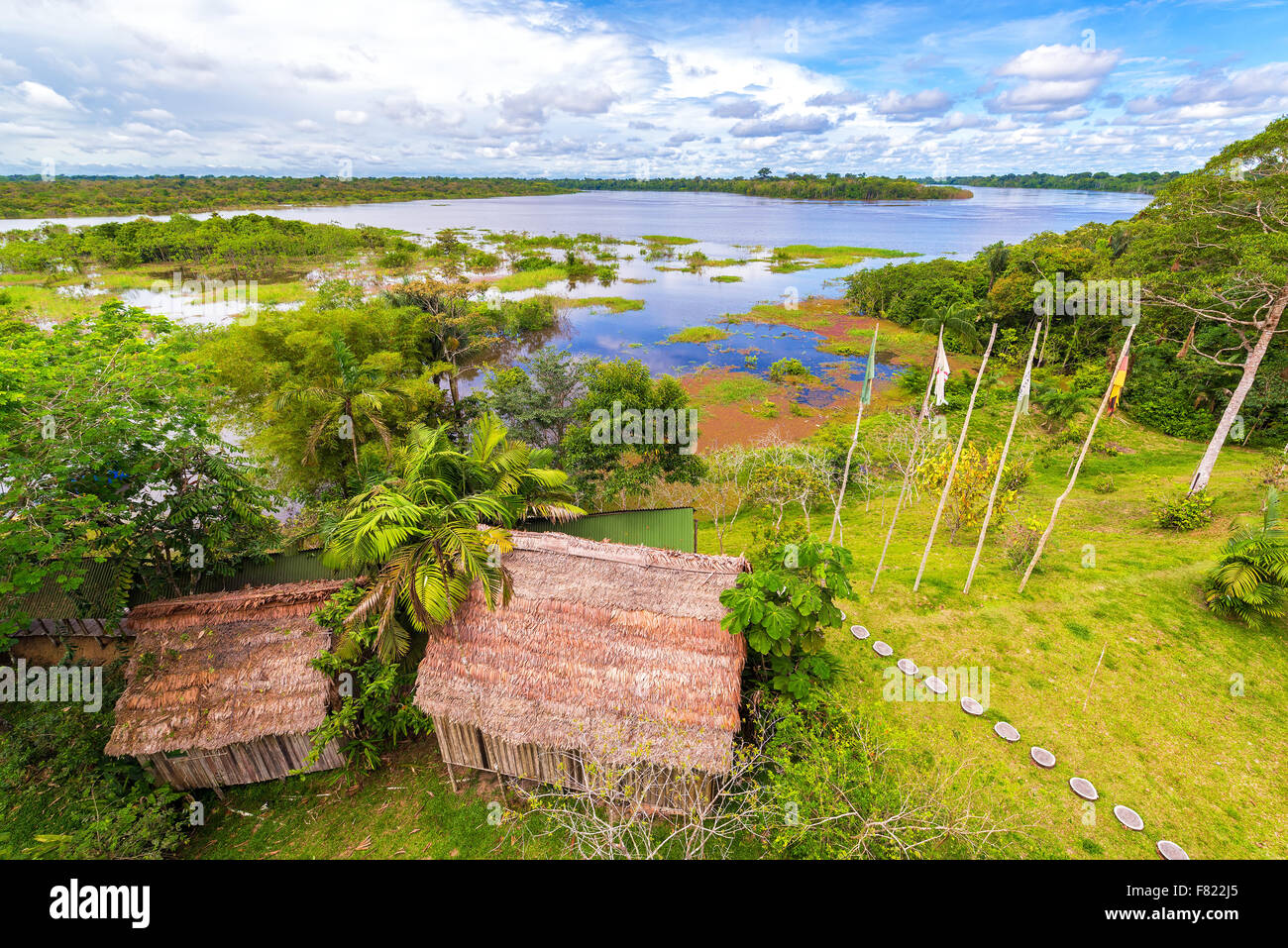 Blick auf den Fluss Javari in den Amazonas-Regenwald in Brasilien Stockfoto