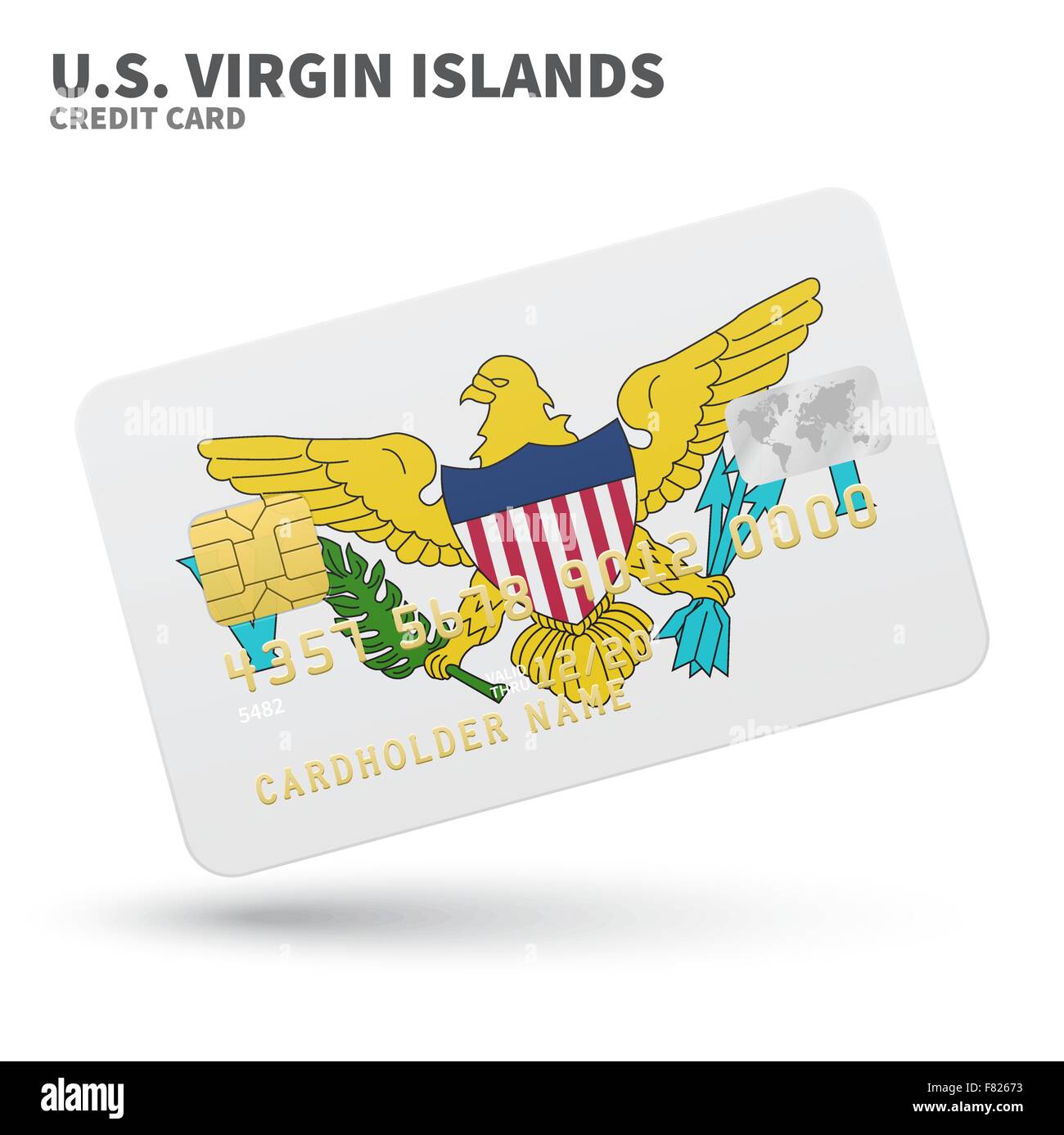 Kreditkarte mit US Virgin Islands Flagge Hintergrund für Bank, Präsentationen und Geschäft. Isoliert auf weiss Stock Vektor
