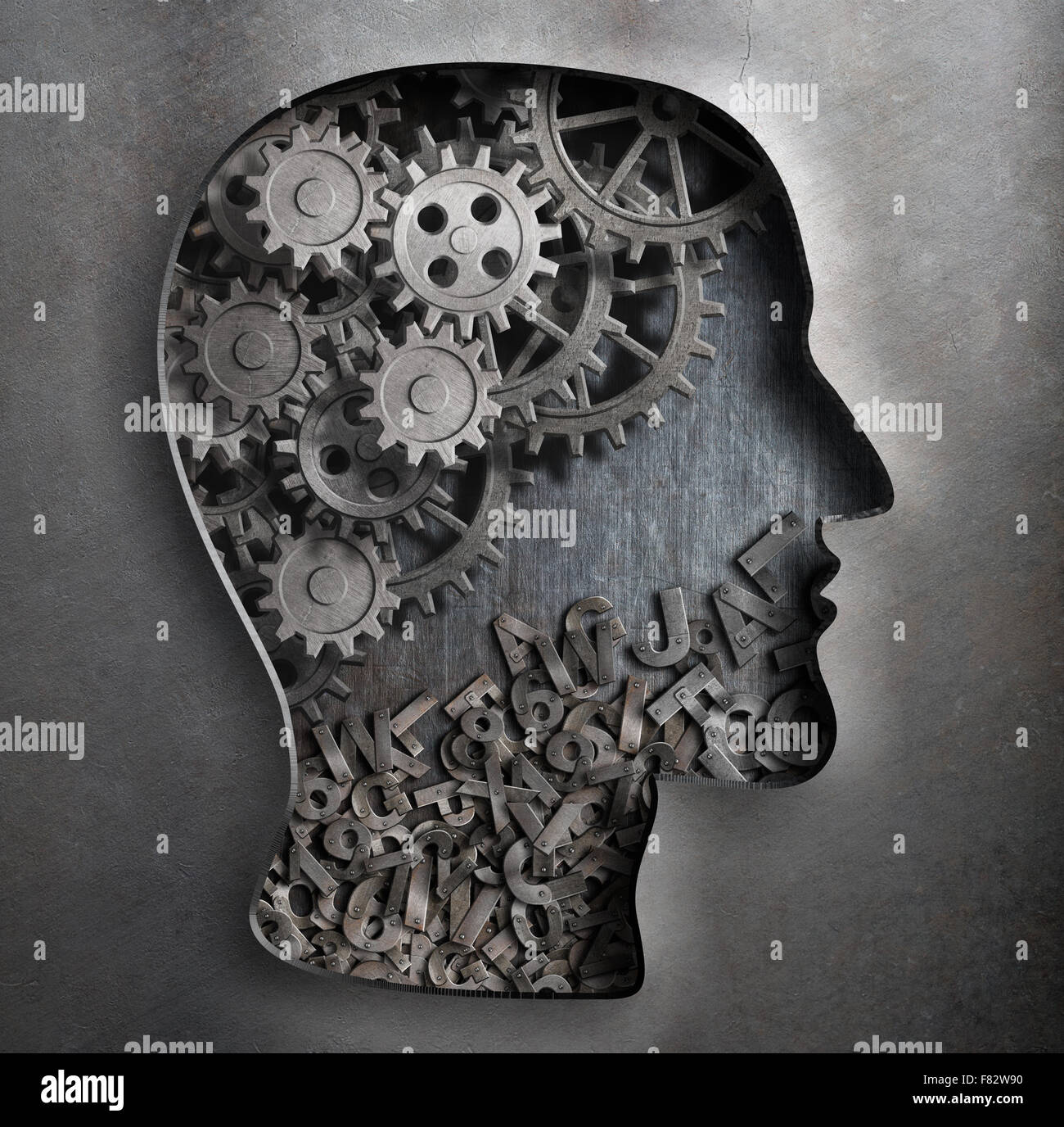 Gehirn Arbeitsmodell. Denken, Psychologie, Kreativität, Sprache-Konzept. Stockfoto