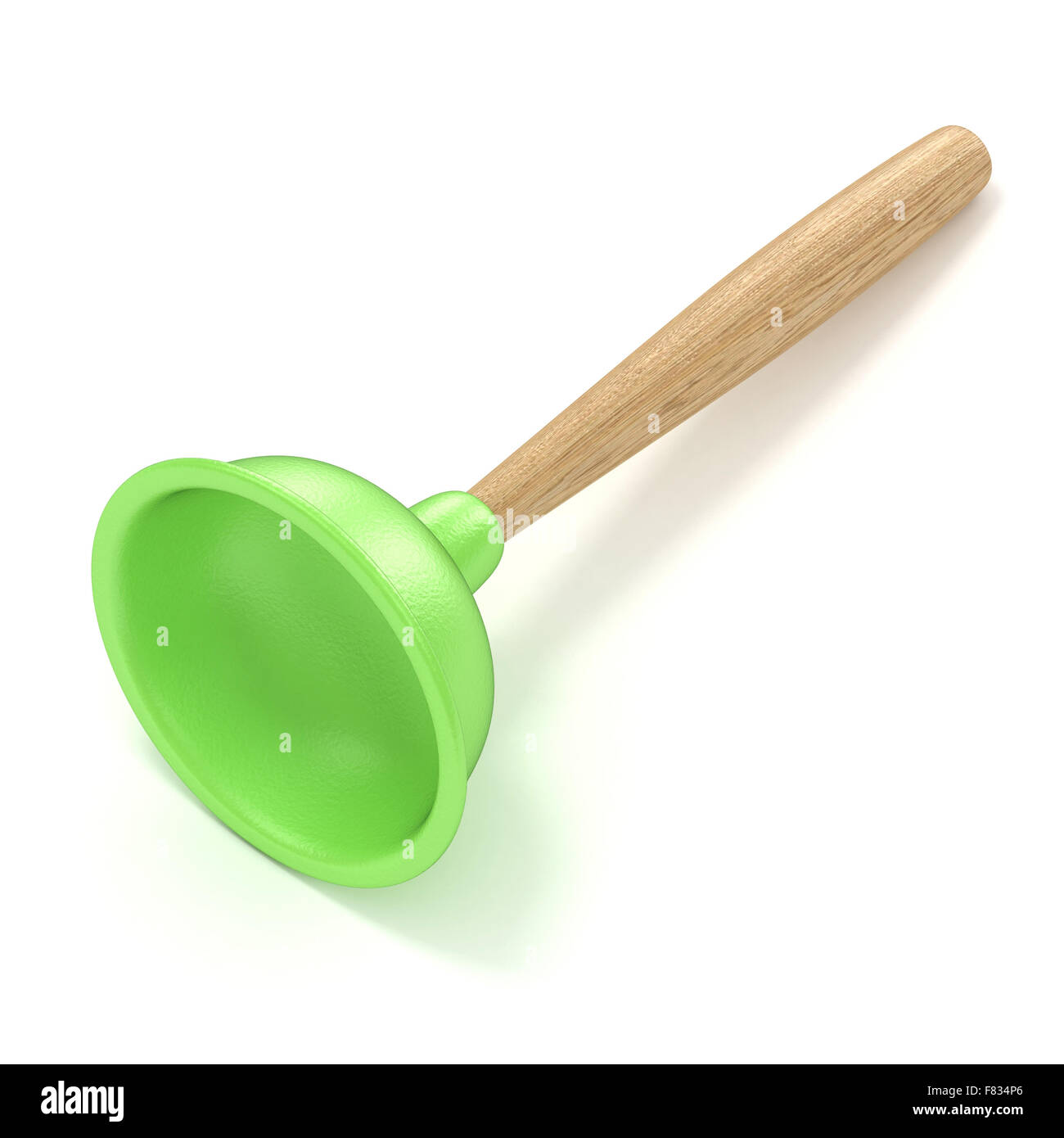 Grüne Gummikolben Toilette. 3D-Render Abbildung isoliert auf weißem Hintergrund Stockfoto