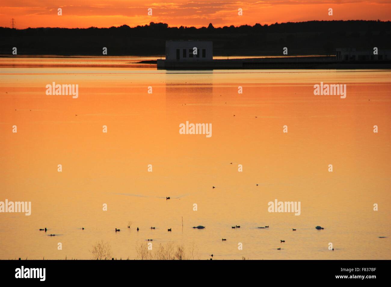 Sonnenuntergang über dem Wasser Stockfoto