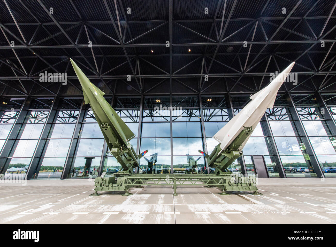 Nike-Raketen auf das militärische Luftfahrtmuseum Soesterberg Stockfoto