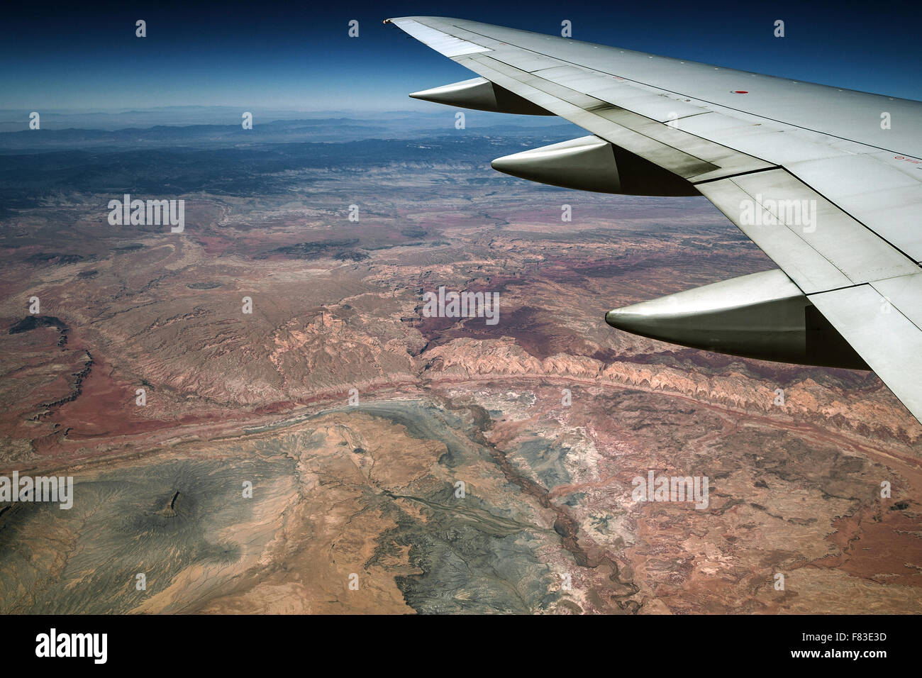 Blick vom Flugzeug, Fabrik Butte Recht, Umgebung, Utah, USA Stockfoto