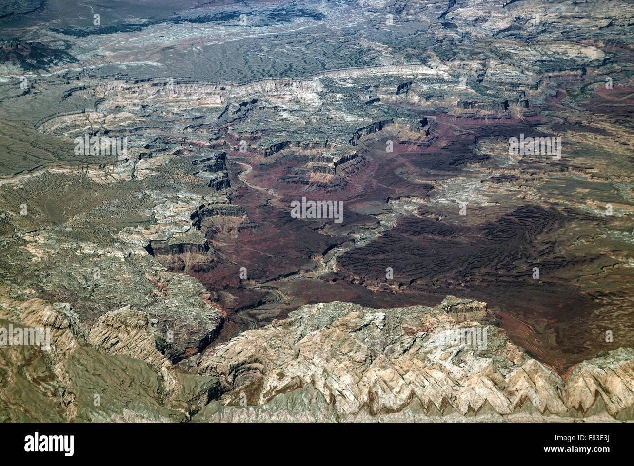 Blick vom Flugzeug, Fabrik Butte und Umgebung, Utah, USA Stockfoto