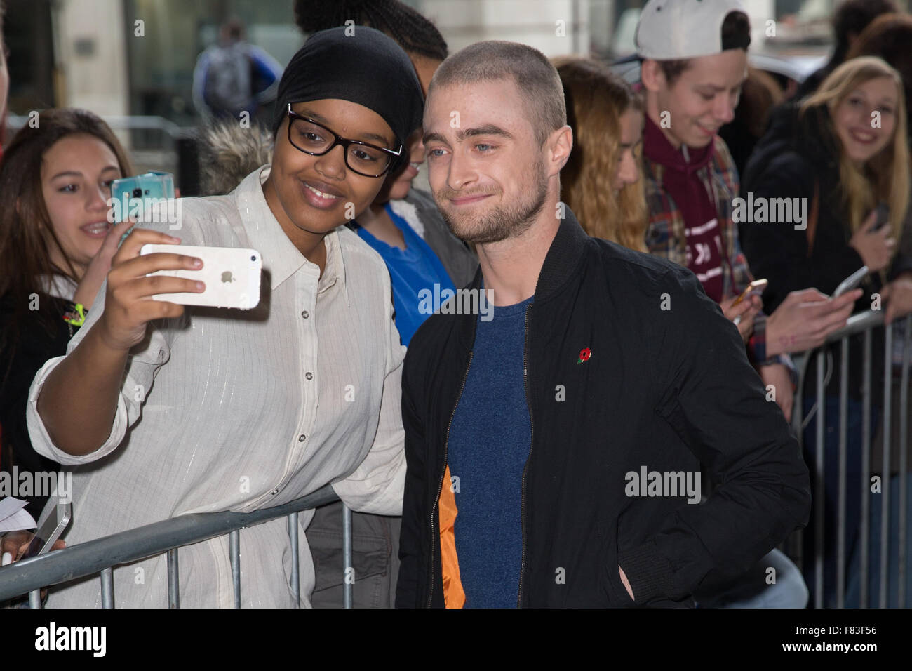 Daniel Radcliffe bei BBC Radio 1 Studios ankommen mit: Daniel Radcliffe wo: London, Vereinigtes Königreich bei: 4. November 2015 Stockfoto