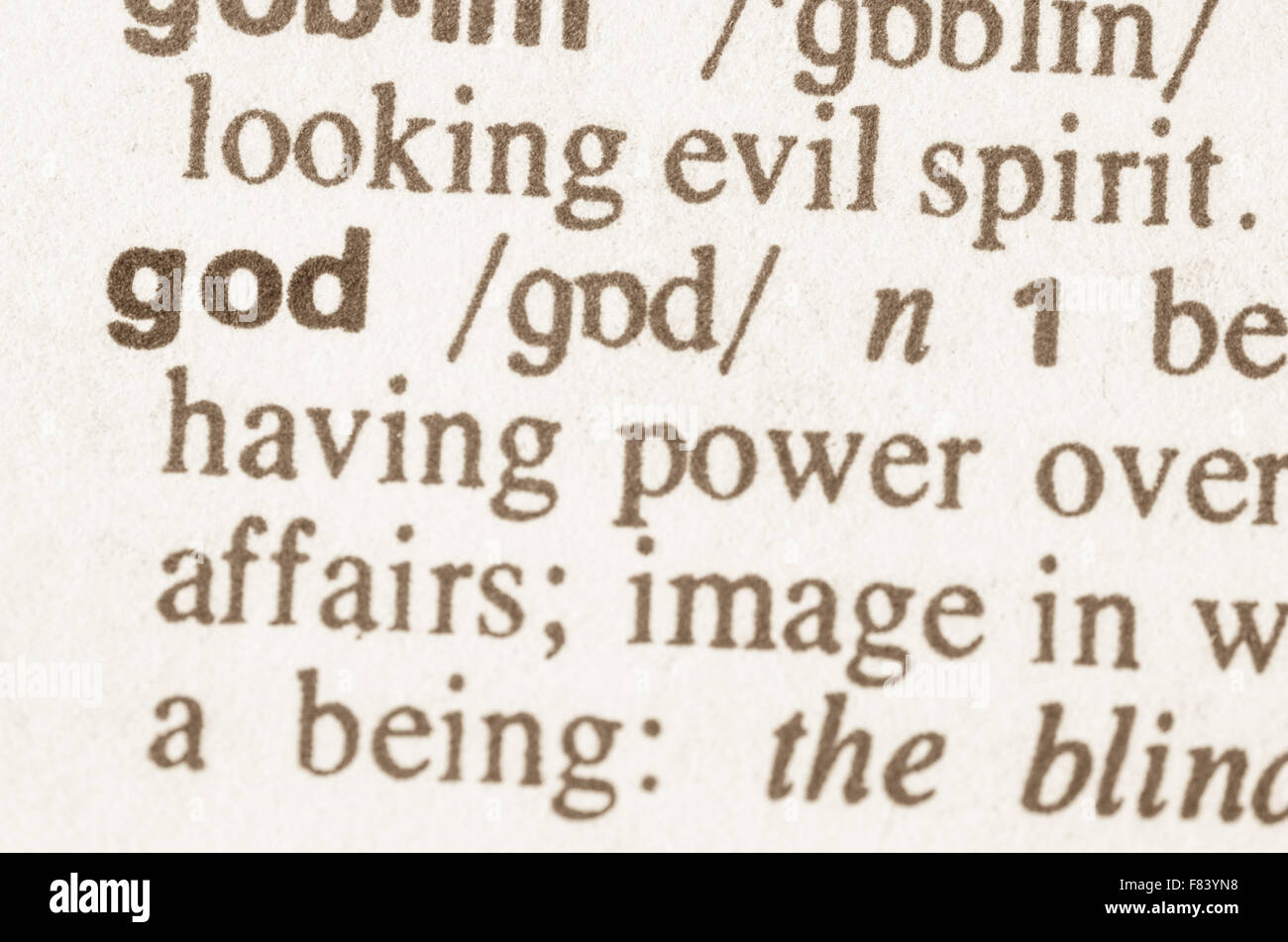 Definition von Gottes Wort im Wörterbuch Stockfoto