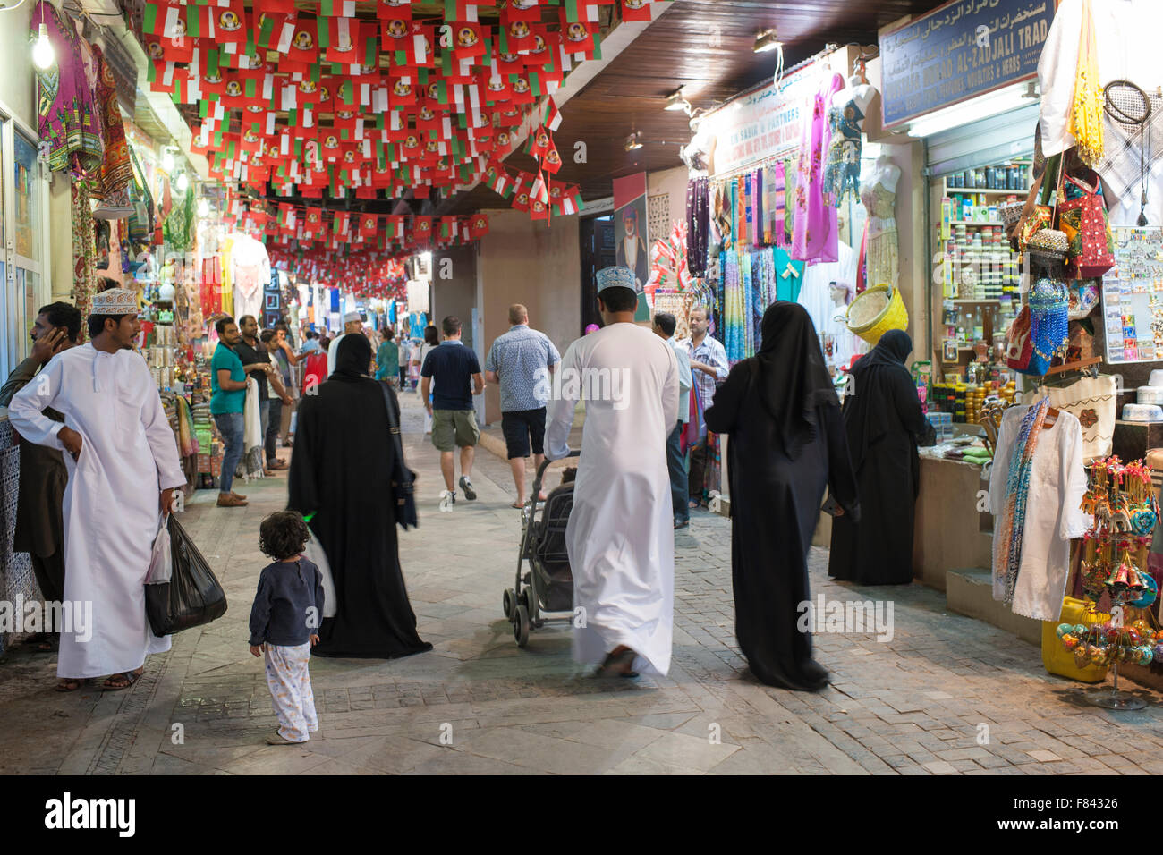 Mutrah Souk in Muscat, der Hauptstadt des Sultanats Oman. Stockfoto