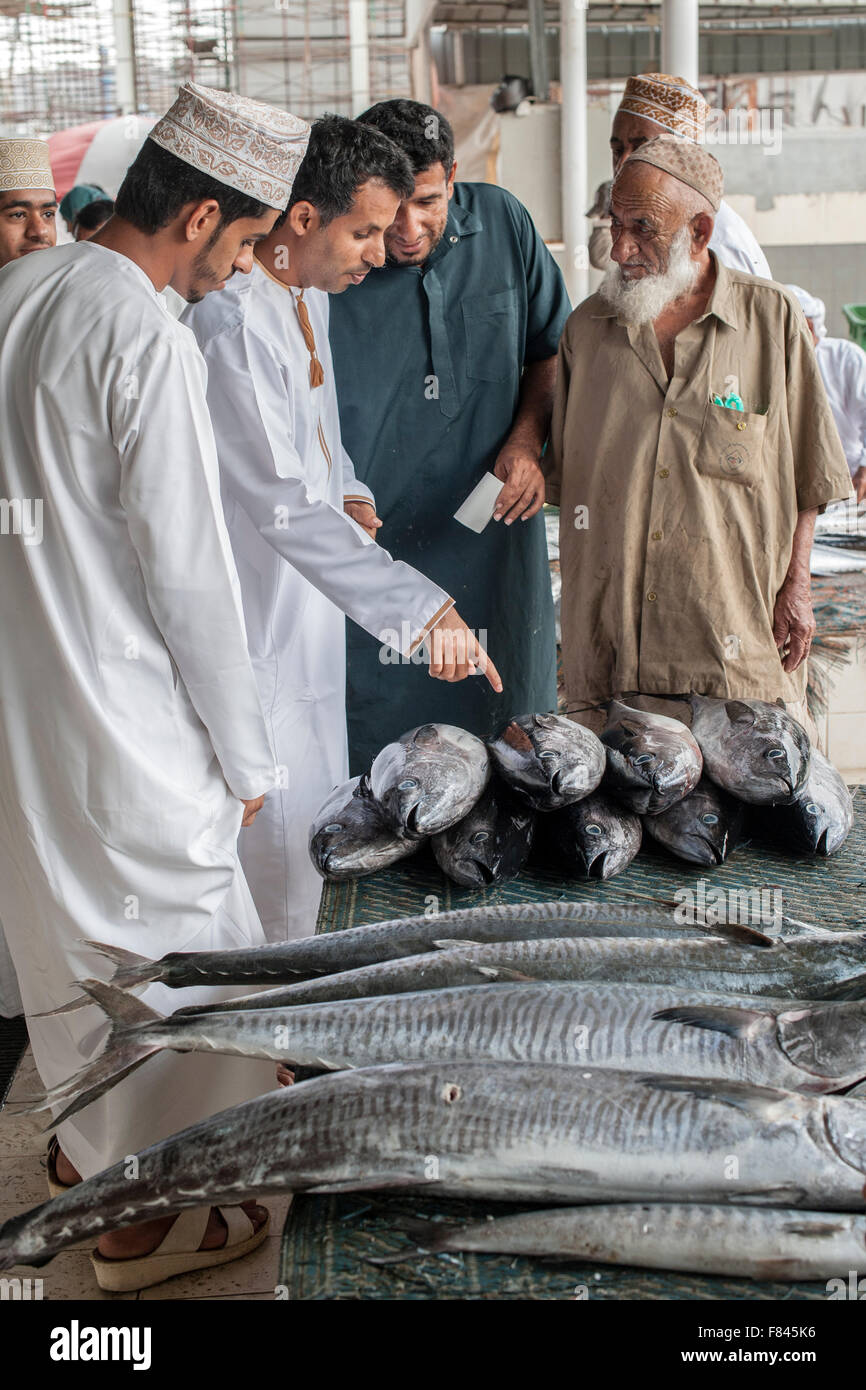 Mutrah Fischmarkt in Muscat, der Hauptstadt des Sultanats Oman. Stockfoto