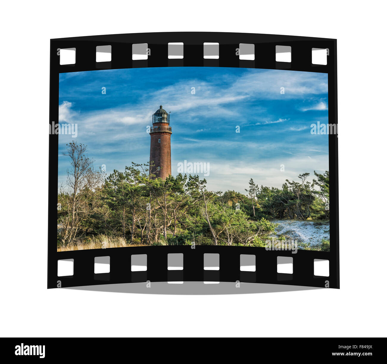 Der Leuchtturm Darßer Ort befindet sich im Nordwesten der Halbinsel Fischland-Darß-Zingst an der Ostsee, Deutschland Stockfoto