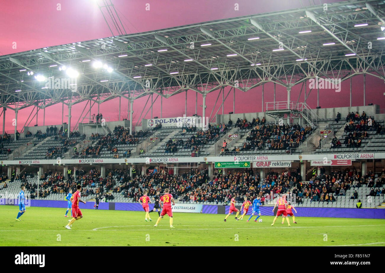 Polnischen Fussballliga Ekstraklasa Lech Poznan Schlagt Korona Kielce Auf Kolpolter Stadion In Kielce Polen Stockfotografie Alamy