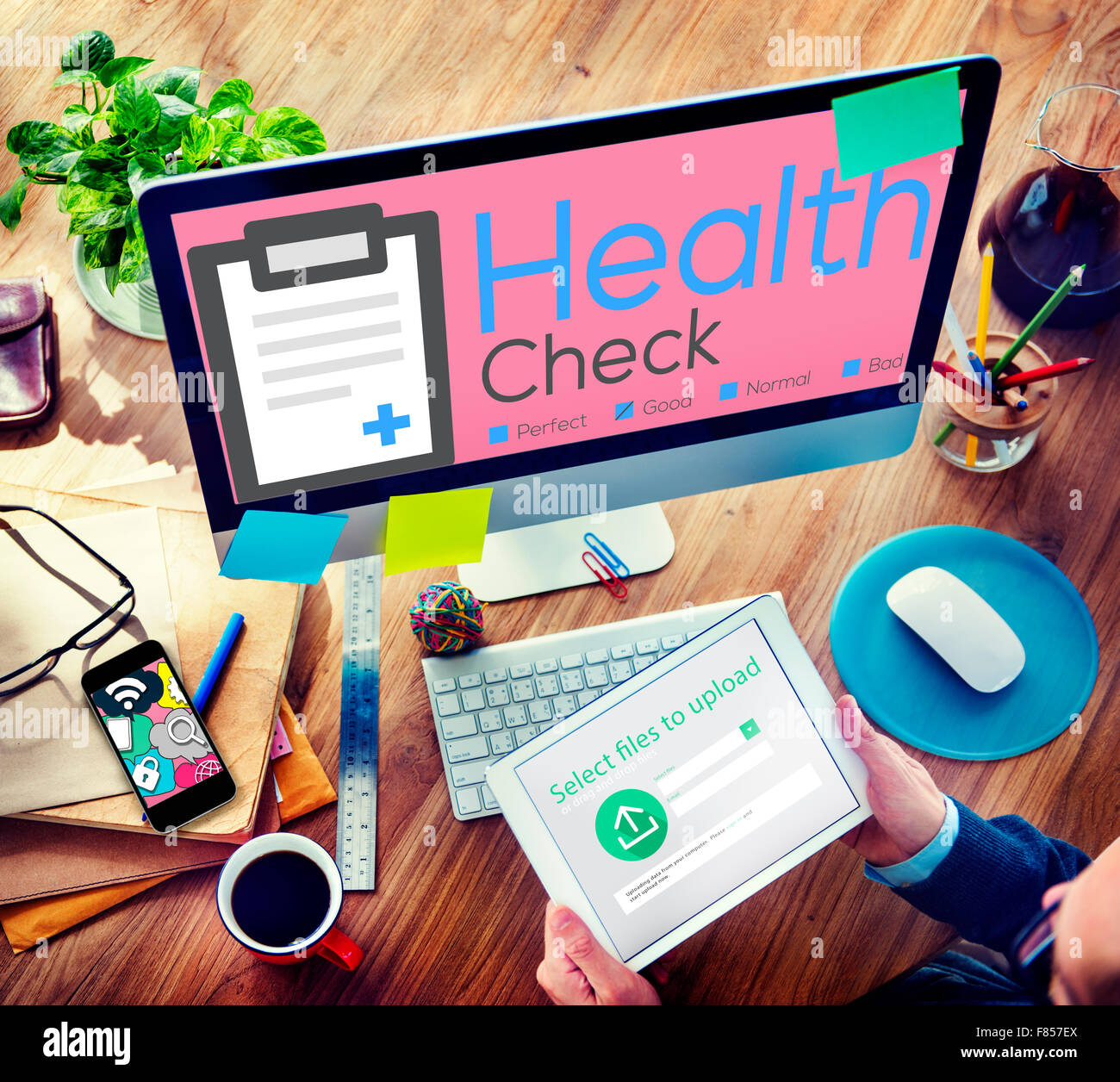 Gesundheits-Check Versicherung Check Check Liste medizinische Konzept Stockfoto