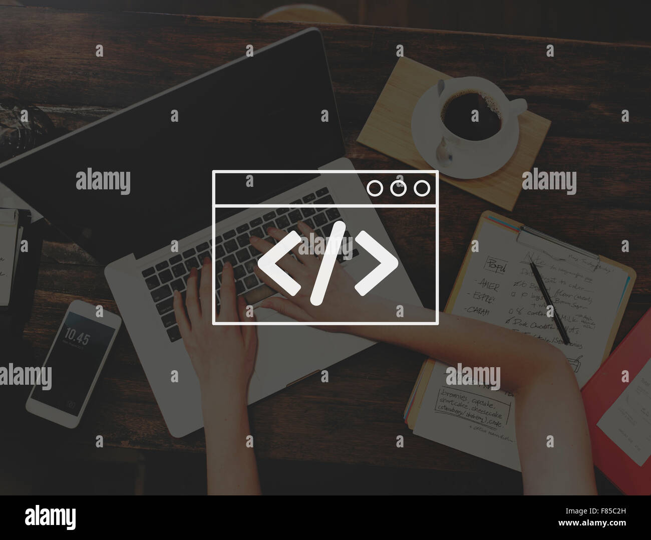 Programmierung, Codierung Technologie Website Skript-Programm-Konzept Stockfoto