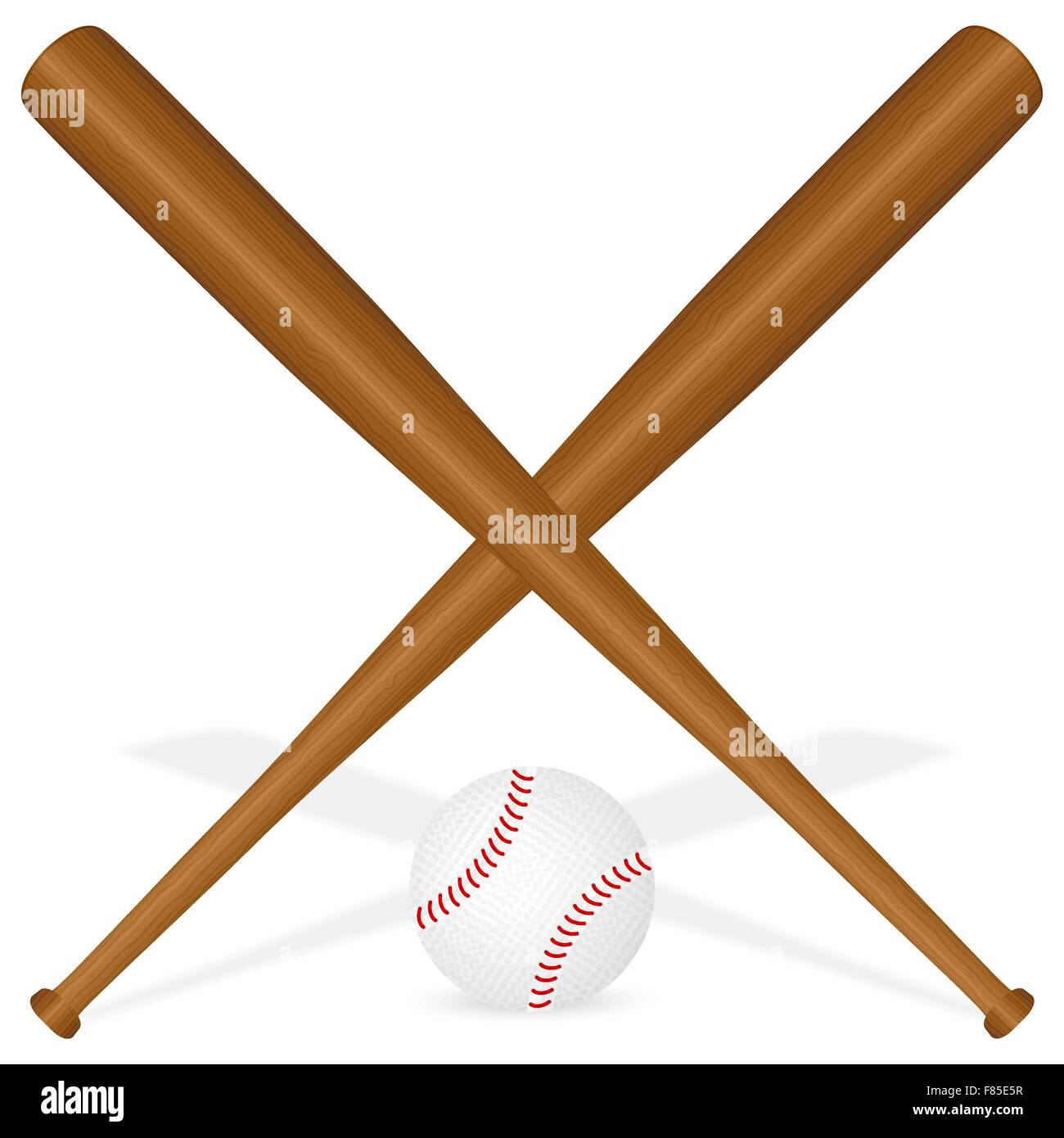 Baseball-Schläger und Ball auf einem weißen Hintergrund. Vektor-Illustration. Stock Vektor