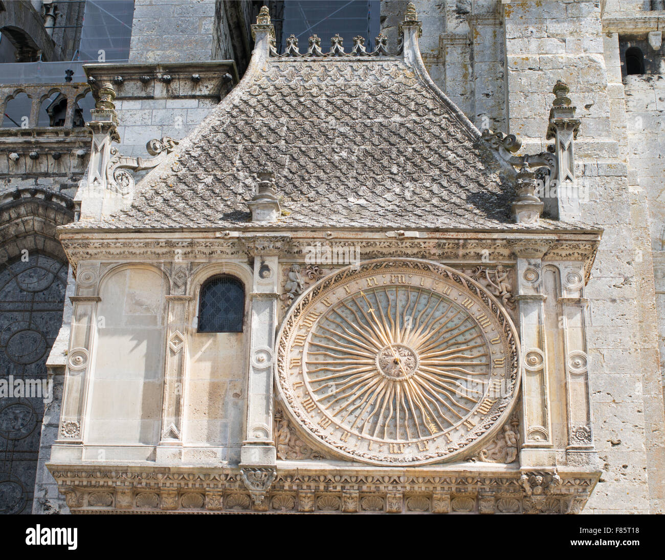 Die astronomische Uhr, die Kathedrale von Chartres, Eure-et-Loir, Frankreich, Europa Stockfoto