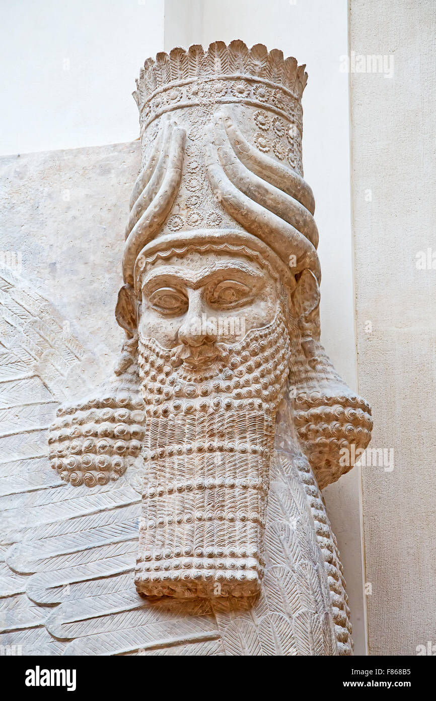 Alten sumerischen Steinbildhauen mit Keilschrift scripting Stockfoto