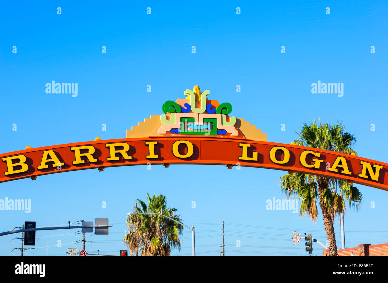 Barrio Logan, Schilder, bunte, urban. San Diego, California, Vereinigte Staaten von Amerika. Stockfoto