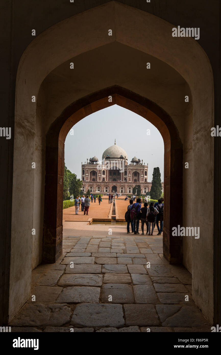 Humayun Mausoleum in Delhi, Indien ein UNESCO-Weltkulturerbe. Stockfoto