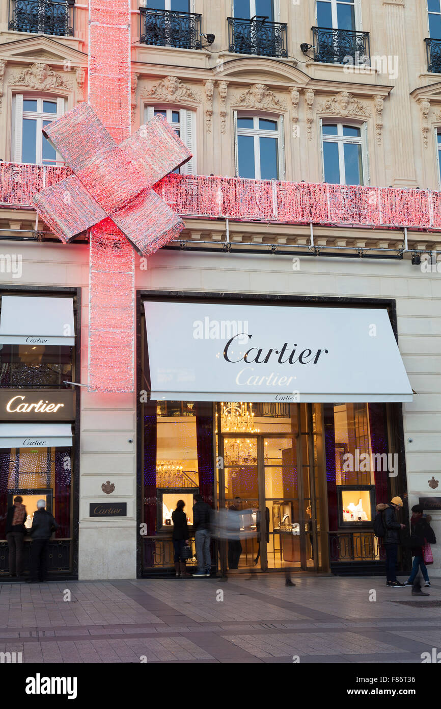 Juwelier Cartier in den Champs Elysees, Paris, Ile de France, Frankreich Stockfoto