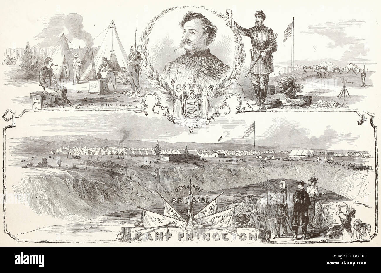 Camp-Princeton, Virginia - das Hauptquartier von General Runyon New Jersey Brigade, USA Bürgerkrieg Stockfoto